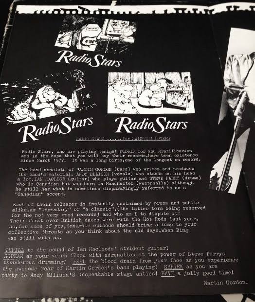 Hots Rods/Radio Stars tour 1978 programme